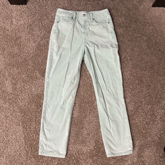American Eagle Women’s Corduroy Mom Straight Jean in Mint Green Size 8 - Picture 1 of 8